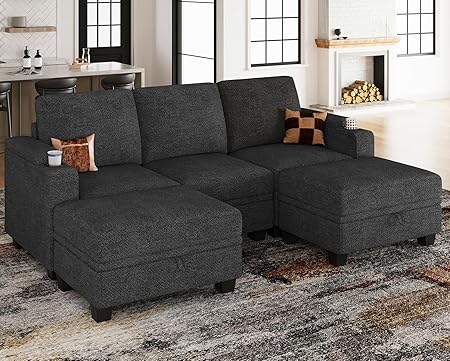 Sectional Sofa L Shaped Sectional Couch with Storage Ottoman Convertible