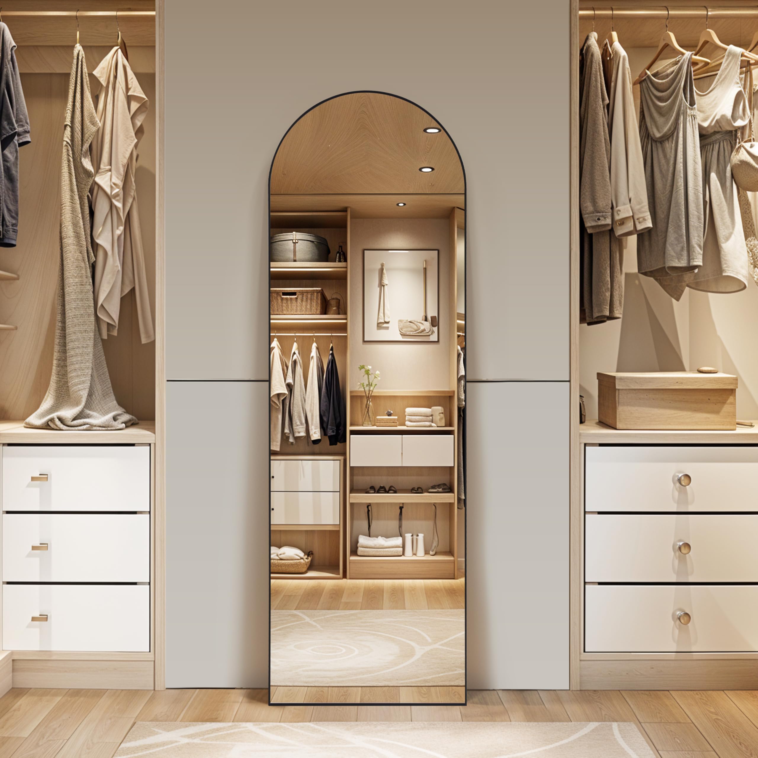 Arched Full Length Mirror, Floor Mirror with Stand, Hanging Mirror Full Length for Home