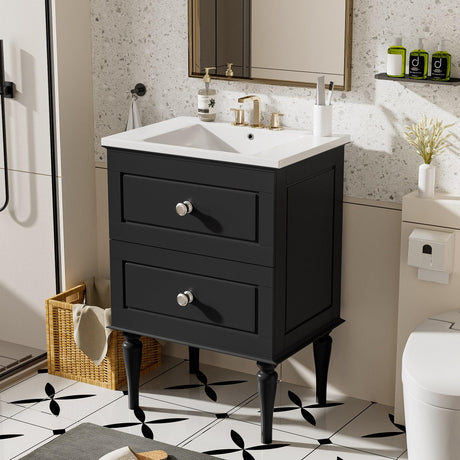 24 Inch Bathroom Vanity with Sink, French Bathroom Storage Vanity