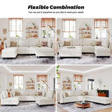 Belffin Sectional Couch with Storage Ottoman, U Shaped Sectional Sofa Couch, Convertible U-Shape Sectional Couch for Living Room, Beige