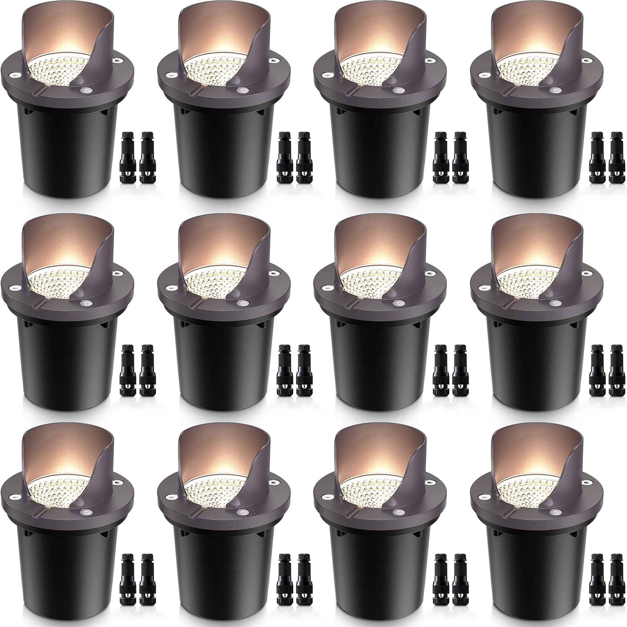 12 Pack Low Voltage Landscape Lighting 12W LED Outdoor In-Ground Waterproof