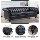 Chesterfield PU Leather Sofa, Upholstered PU Sofa with Tufted Back