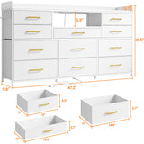 Dresser TV Stand with 11 Drawers for 60" TV Stand for Bedroom with LED Lights