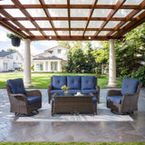 Wicker Outdoor Furniture Patio Furniture Set - 6 Piece Patio Conversation Set