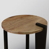 100% American Hardwood Round End table, 24"H, Forest Gray Top, Black Legs