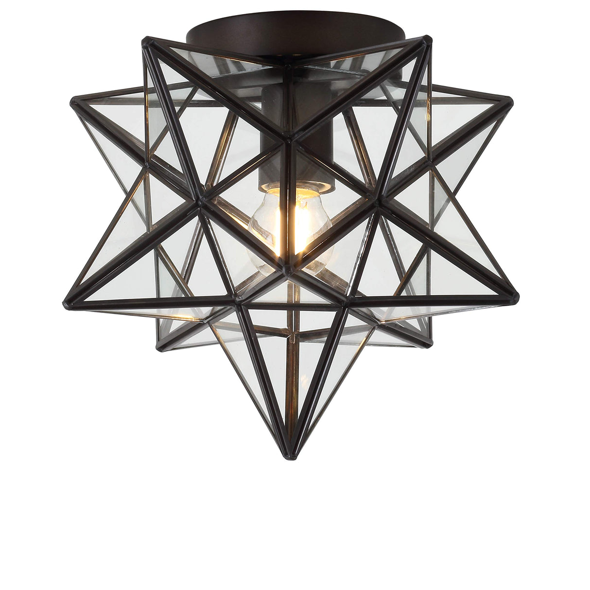 JYL9035A Stella 12" Moravian Star Metal/Glass LED Flush Mount Contemporary Dimmable,