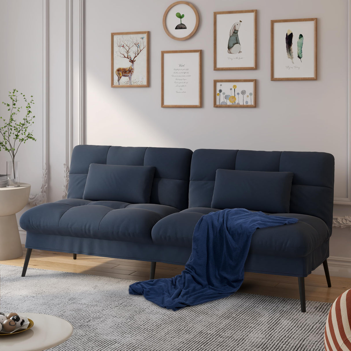 Convertible Sofa Bed,68″Fabric Couch with Adjustable Backrest,Loveseat