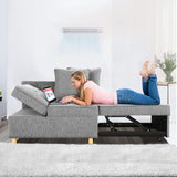 SEJOV Sofa Bed 4-in-1 Convertible Sofas & Couches, 3-Seat Linen Fabric loveseat Sofa with 2 Throw Pillow, Single Recliner for Small Space with 5 Adjustable Backrest, Grey