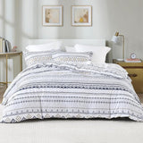Boho Duvet Cover King Size - 100% Cotton Soft Boho Aztec White Navy Blue Beige Duvet Cover