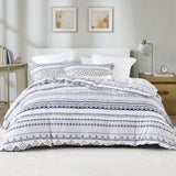 Boho Duvet Cover King Size - 100% Cotton Soft Boho Aztec White Navy Blue Beige Duvet Cover