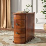 Solid Wood End Table, 2-Drawer Narrow Side Table Slim Chair Side Table