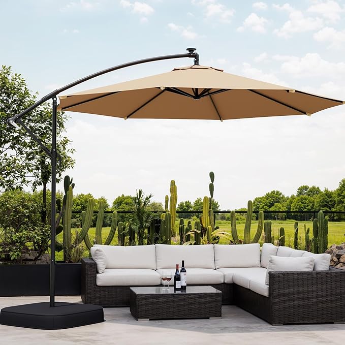 10ft Patio Umbrella with Base Included, Outdoor Offset Cantilever Umbrella