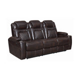 Leatherette Diamond Tufted Power Recliner Sofa with Drop Down Storage