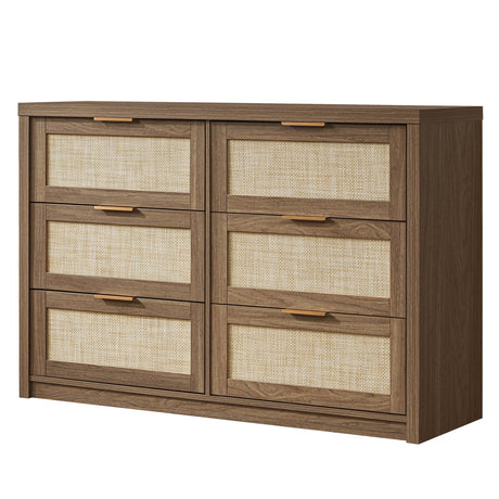 Hampstead Dresser for Bedroom, Rattan 6 Drawer Dresser, Boho Chest of Drawers