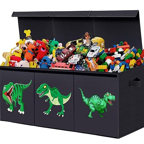 Toy Box for Boys, Toy Chest Storage, Collapsible Sturdy Kids Storage Bins with Lid & Handles