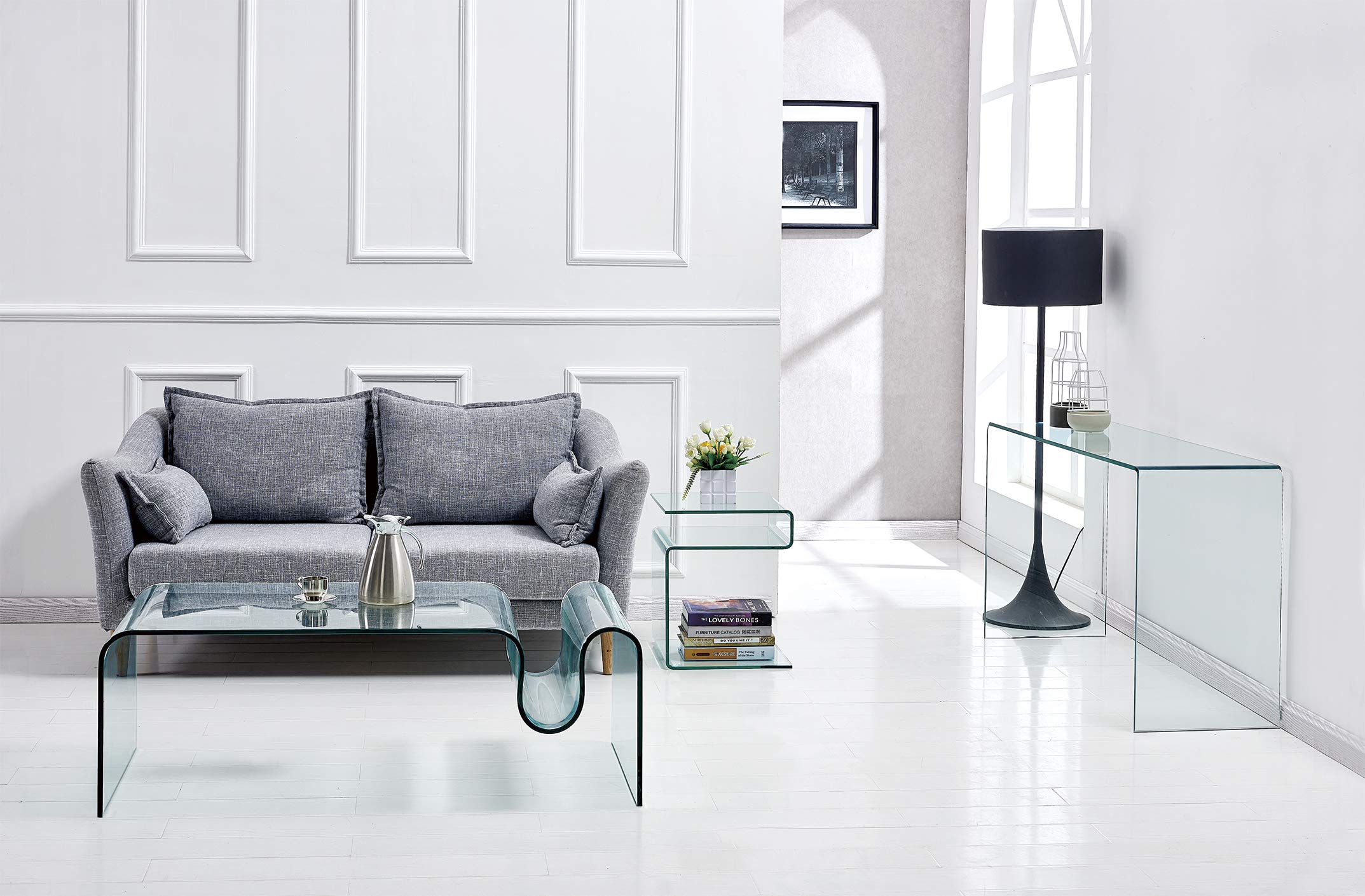 Clear Glass Console Table - Narrow Entryway & Sofa Table
