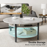 Round Lift Top Coffee Table, 35.43’’ Circle Coffee Table with Storage