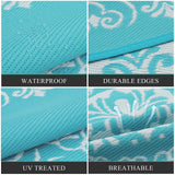 Waterproof Outdoor Rug 9'x12', Reversible Outdoor Plastic Straw Rug, Outdoor Patio Rug