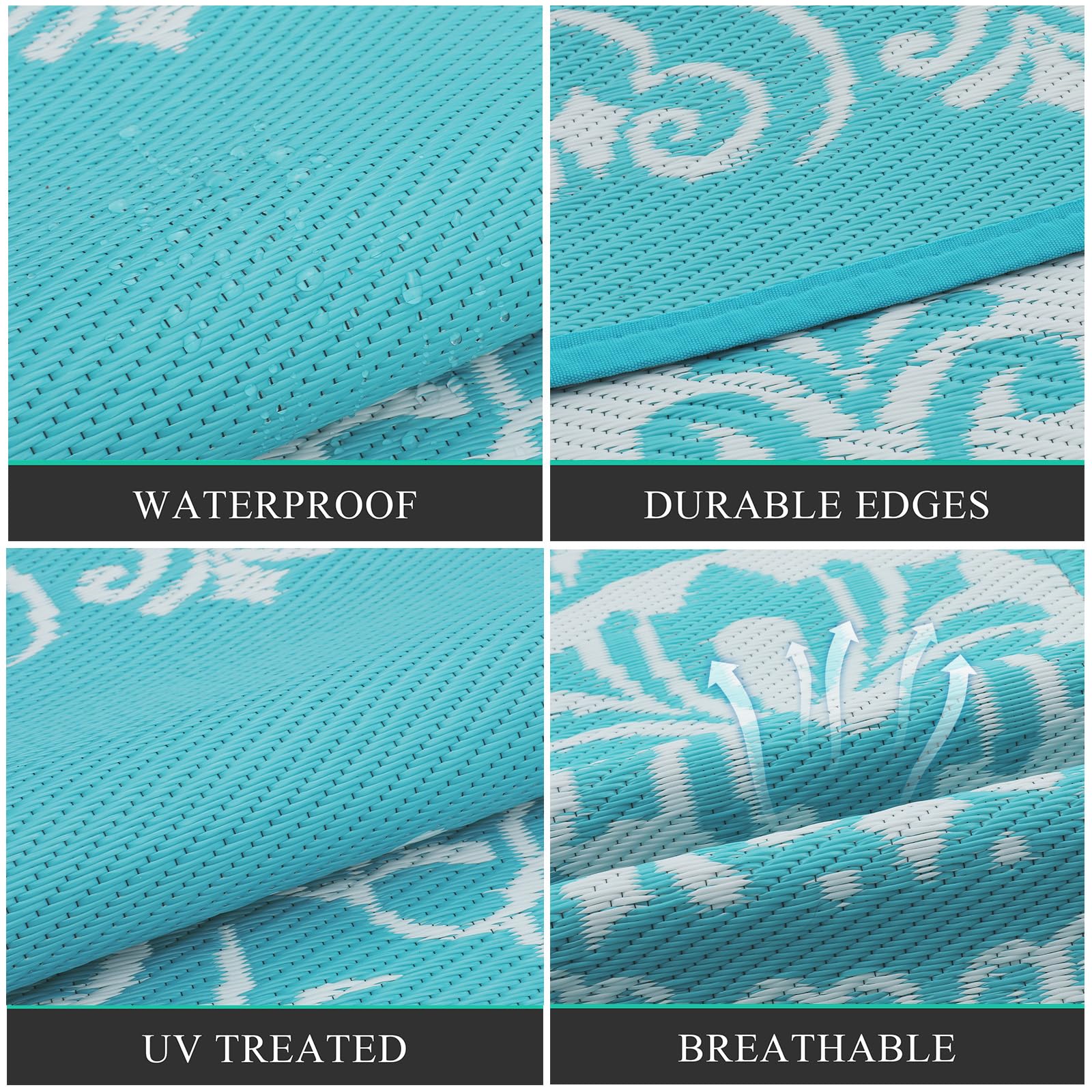 Waterproof Outdoor Rug 9'x12', Reversible Outdoor Plastic Straw Rug, Outdoor Patio Rug