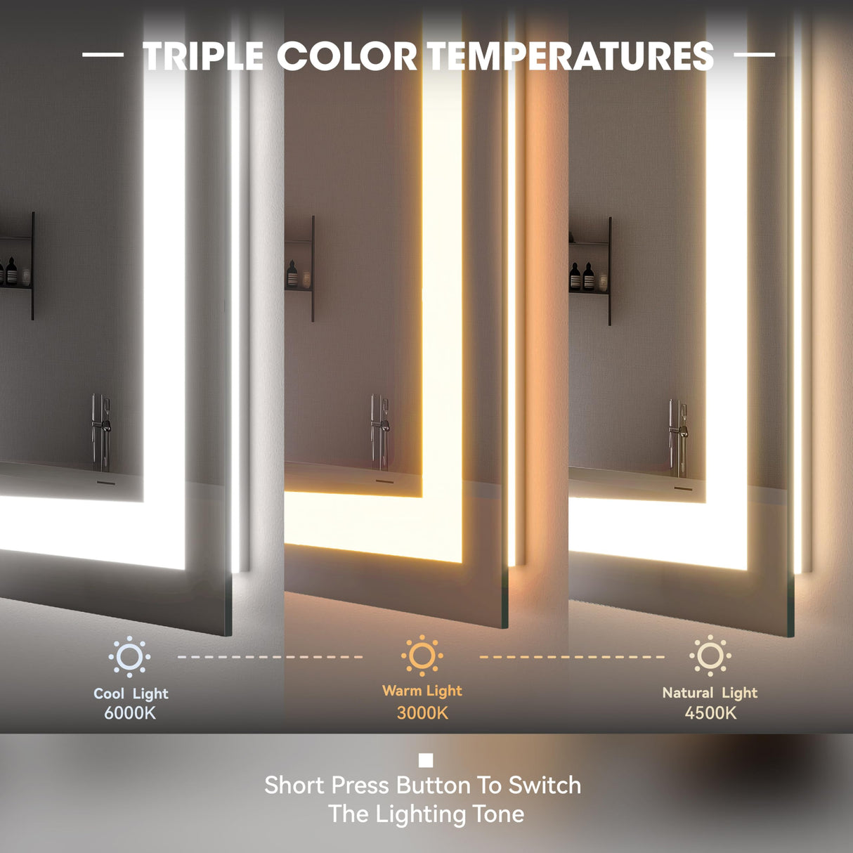 84x40 Inch Arch LED Bathroom Mirror with Dimmable Lights