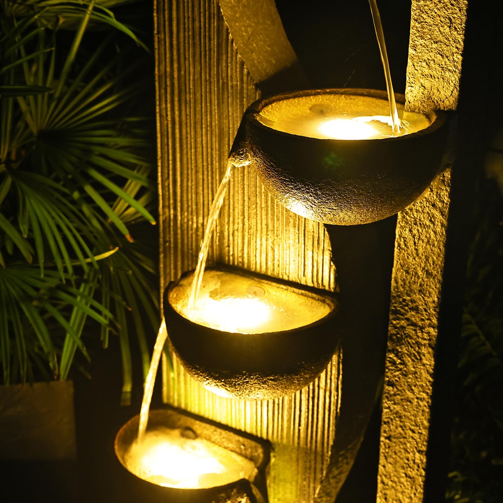 Garden Water Fountains Outdoor 5 Tiered Cascading Bowl Modern Waterfall Fountain