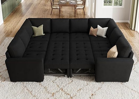 Modular Sectional Sleeper Sofa with Pull Out Bed, Convertible L Shaped