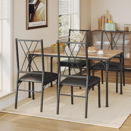 Table Set for 4 Modern Dining Table and Chairs Set 4 Chairs for 4 with Bench Wood Kitchen Table Set for Dining Room,