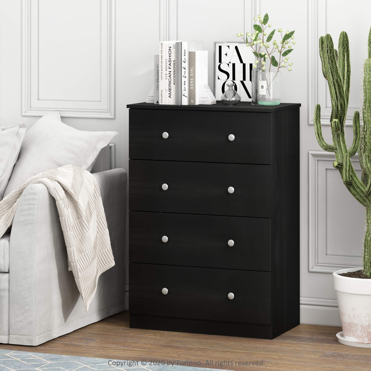 Tidur Simple Design Dresser, 4-Tier Knob, Americano