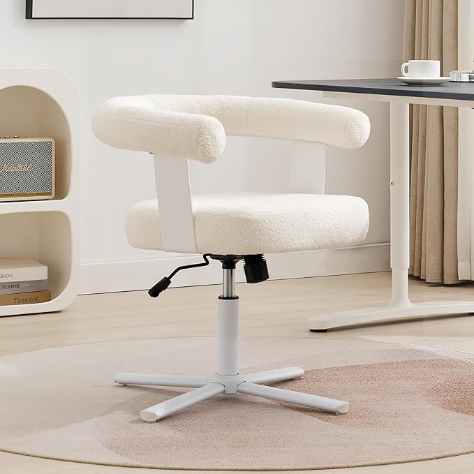 Home Office Desk Chair with Footrest,Vanity Chair with Back,Modern Comfy Makeup