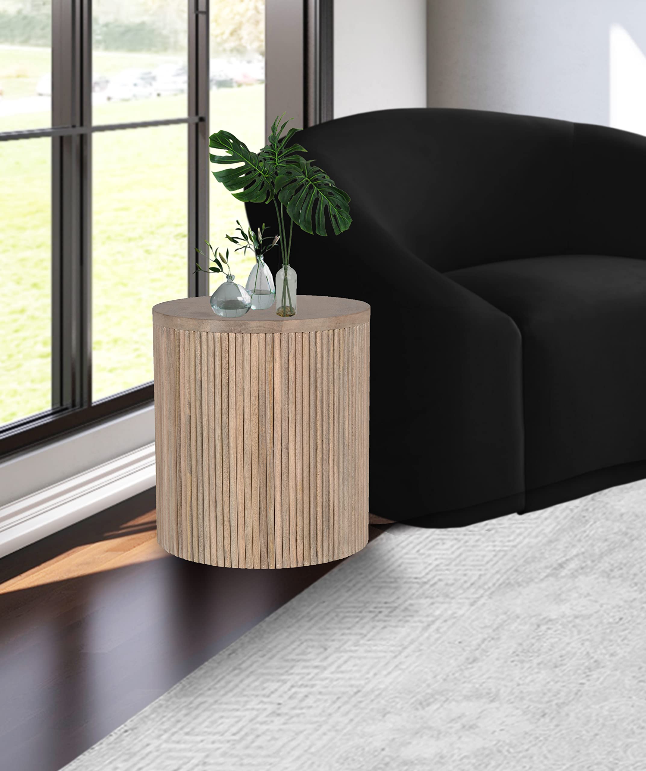Modern | Contemporary Round White Oak Finish End Table,