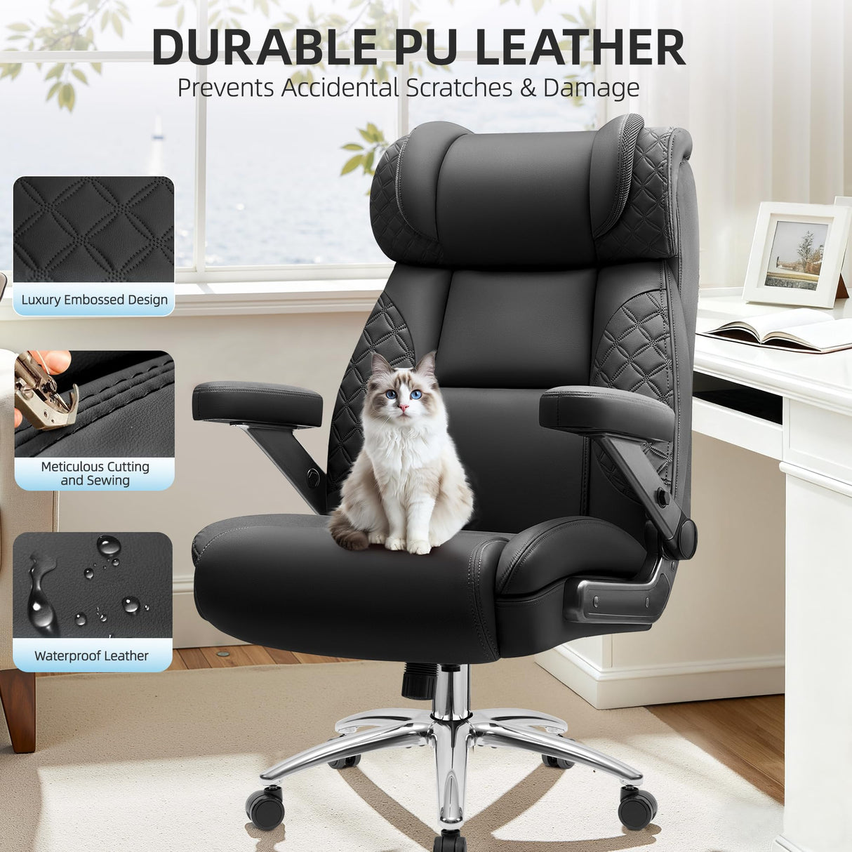 500LBS Big and Tall Office Chair with Adjustable Lumbar Support