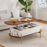 48" Oval Lift Top Coffee Table with Storage Metal Legs & Large Hidden Compartment