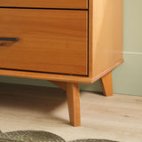 Modern Solid Pine Wood 6-Drawer Dresser with Metal Handles and Generous Storage Space, 52 Inch, Caramel Finish