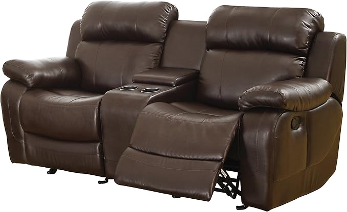 Reclining Loveseat w/ Center Console Cup Holder, Black Bonded Leather