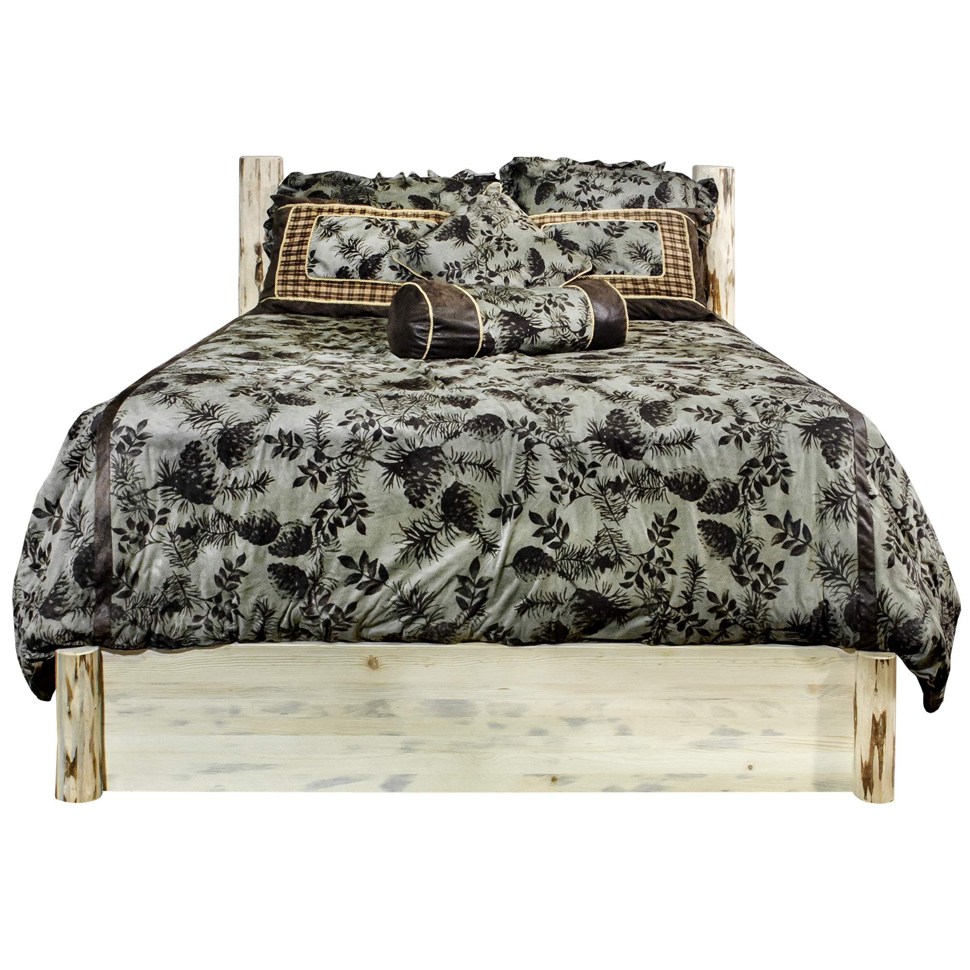 Montana Collection California King Bed with Storage Platform, Clear Lacquer Finish