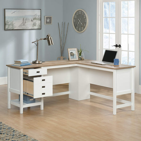 Cottage Road L Shaped Desk Computer Desk with Drawers, Home Office Desk