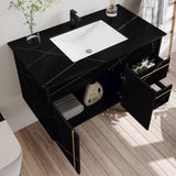 36" Bathroom Vanity with Ceramic Sink, Wall Mounted Bathroom Vanity Cabinet