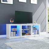 TV Stand for 65-Inch TV, 58-Inch Entertainment Center with Adjustable Glass Shelves,