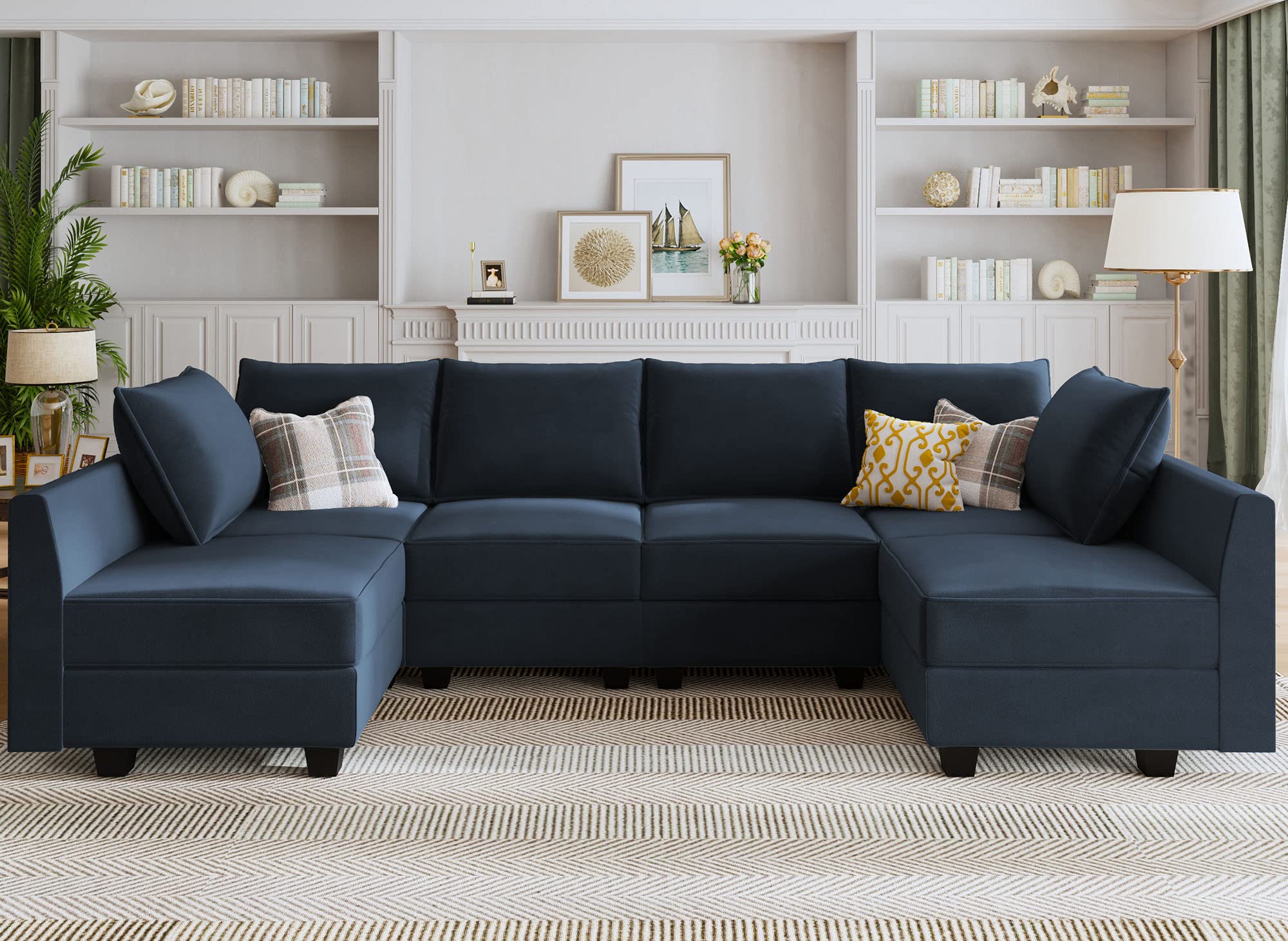 Convertible Sectional Sofa Velvet U Shaped Couch