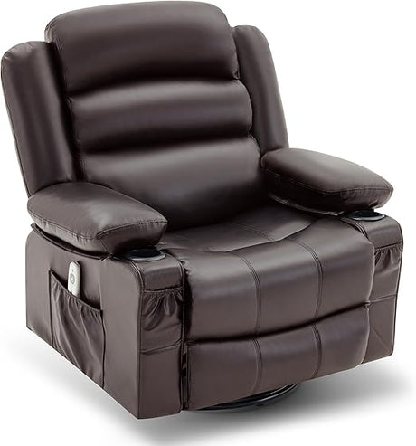 Swivel Rocker Recliner Chair with Heat and Massage, Ergonomic Lounge 360 Degree