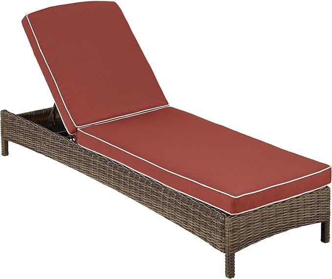 Bradenton Reclining Wicker Outdoor Chaise Lounge Chair for Patio, Deck