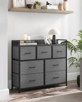 Dresser for Bedroom, Chest, Clothes Organizer Storage Unit 7 Fabric Drawers with Handles