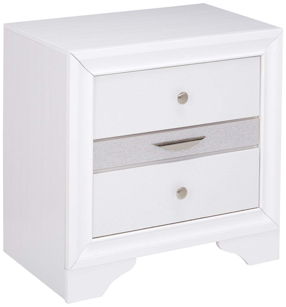 Naima Square Wood 3-Drawers Bedroom Nightstand in White