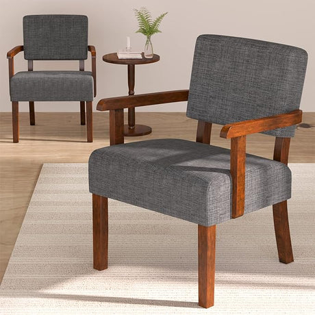 Accent Chair Set of 2 with Table, Living Room Chairs with Soft Seat and Armrests