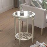 Rustic Accent Side Table, Farmhouse Wood Pedestal Table Round End Table for Living
