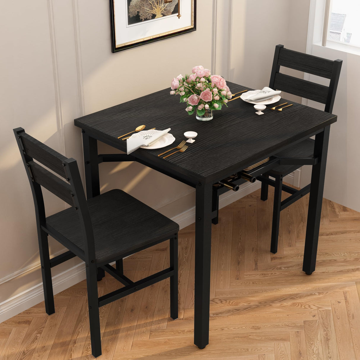 3-Piece Dining Table Set for Small Spaces with Storage