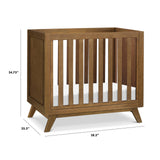 Otto 3-in-1 Convertible Mini Crib with 4" Mattress in Walnut, Greenguard Gold Certified