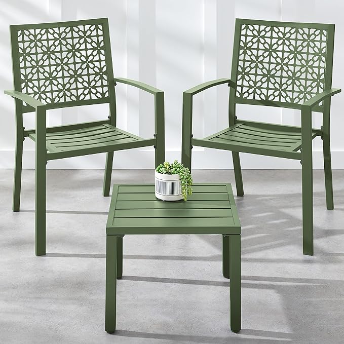 Best Choice Products 3-Piece Outdoor Bistro Set, Stackable Modern Steel Furniture