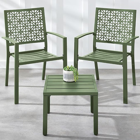 Best Choice Products 3-Piece Outdoor Bistro Set, Stackable Modern Steel Furniture