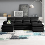 111" Sectional Couches for Living Room, Modern Polyester Fiber U-Shaped Sofa Couch